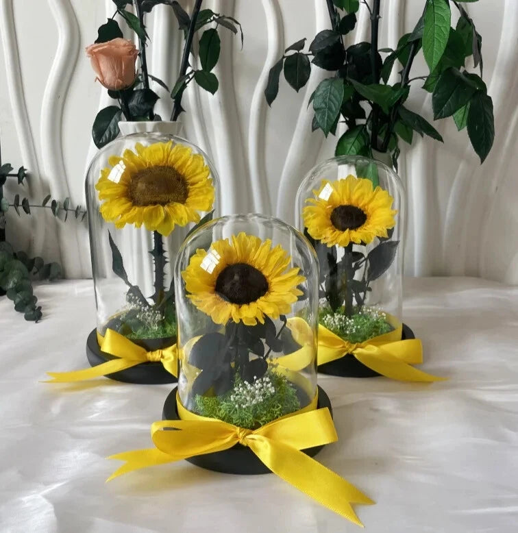 Eternal Sunshine: Preserve Sunflower Glass Dome - An Eternal Gift - Sunflower