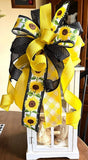 10 " x 20 " Farmhouse Sunflower Everyday Bow for Wreath Post Lantern # 221 B rb Sunflower