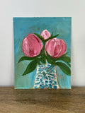Original Peony Flower Painting, Acrylic On Heavy Paper, 8Ó10Ó Peony