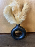 Artificial Pampas Grass Flower Arrangement in Modern Black Plastic Vase Pampas Grass