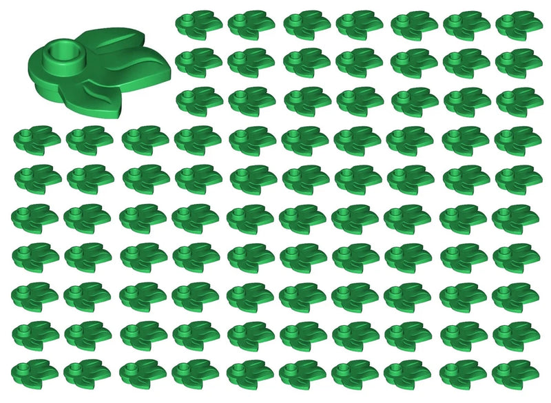 Bright green round 1x1 plant plates with three-leaf foliage, multiple pieces