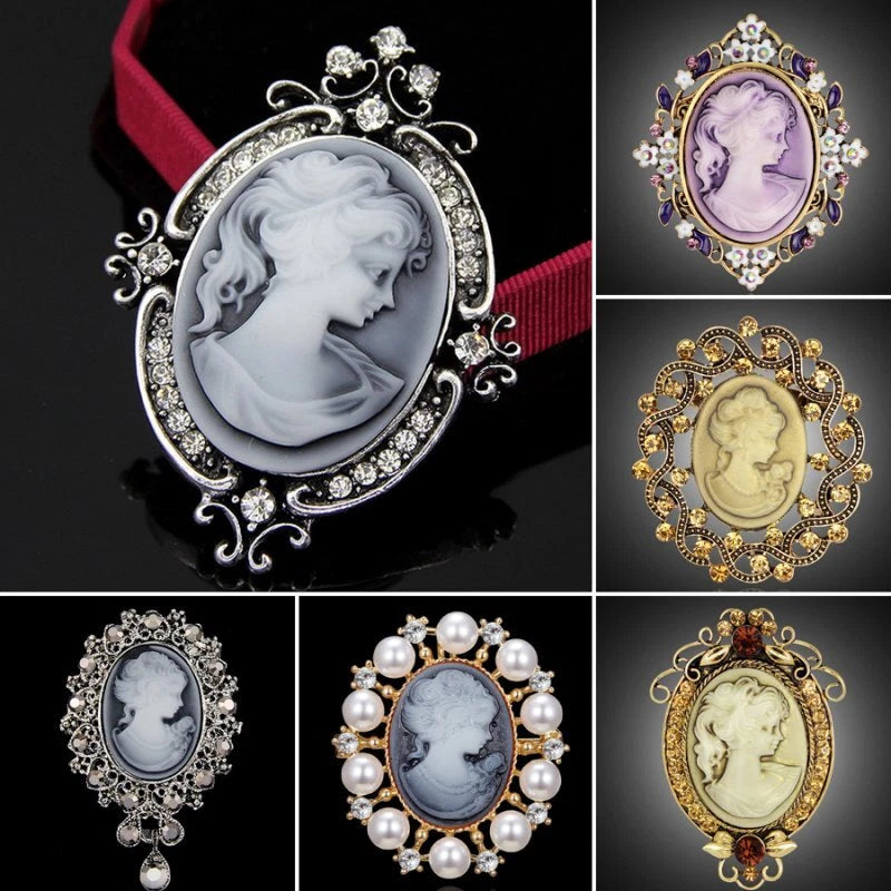 Retro Cameo Crystal Brooch Pin Flower Women Lady Wedding DIY Bouquet Jewelry Hot Bouquet