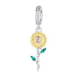 Iris Flower 925 Sterling Silver Charms for Bracelets and Necklace Sunflower Lotu Sunflower