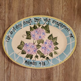 Vintage Jay Import Co Hydrangea with Bible Verse 17.5x 12.5" FlowersOvalPlatter Hydrangea