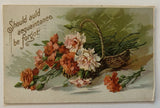 1912 Carnations Basket ÒShould Auld Acquaintance Be ForgotÓ Postcard Flowers Carnation