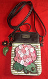 CHALA PINK HYDRANGEA FLOWER GREEN STRIPE CELL PHONE CROSSBODY PURSE ADJ STRP Hydrangea