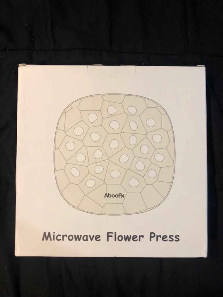 Aboofx microwave flower press kit box, 6.3 in square, with floral pattern