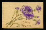 Flowers Vintage postcard Airbrushed embossed Birthday Greetings carnations Carnation