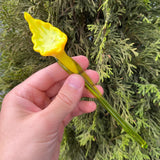8Ó Yellow Glass Calla Lily Figurine Blown Sculpture | Handcrafted Art Glass Gift Lily