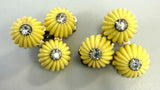 VTG.Coro Yellow Daisy Flower Clip Earrings Rhinestone Center Mid Century Floral Daisies