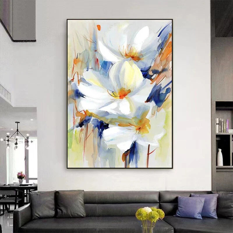 Hand painted Oil Painting Modern Flower Peony Flower Art Canvas Living Room Peony