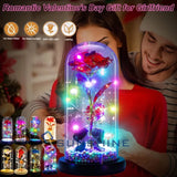 Eternal Forever Romantic Rose Flower In Glass Dome LED Light Mother's Day Gifts Roses