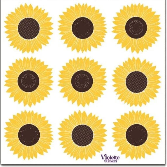 Violette Stickers Gold Foil Yellow Sunflowers  Flowers Crafts Planner Supply Sunflower