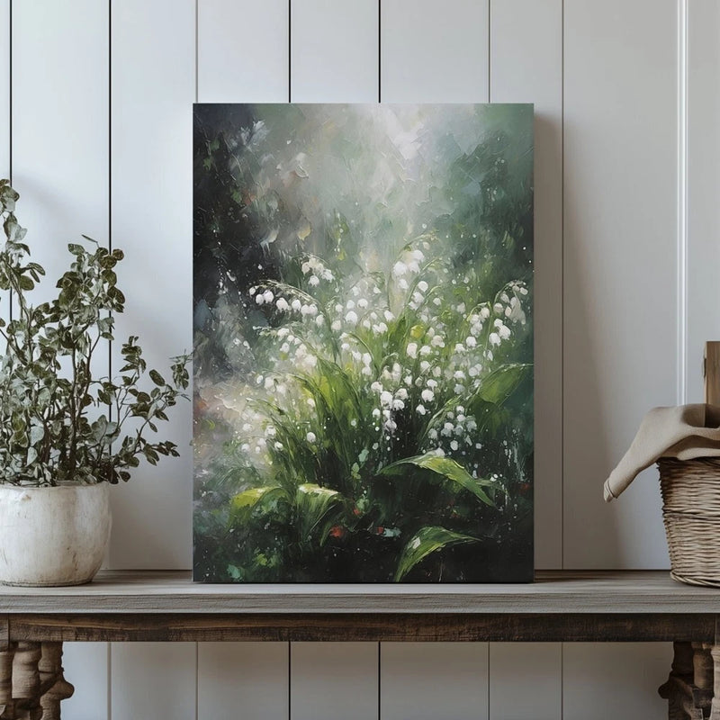 Lily of the Valley Canvas Print - Serene Floral Nature Art, Cottagecore Botanica Lily