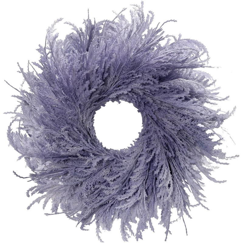 28 Inch Farmhouse Lavender Purple Flocked Cypress Wreath Outdoor- Handmade Fa... Pampas Grass