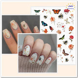 Flower Bee Nail Stickers Decals Floral Butterfly Rose Lavender Daisy Nail Decals Daisies