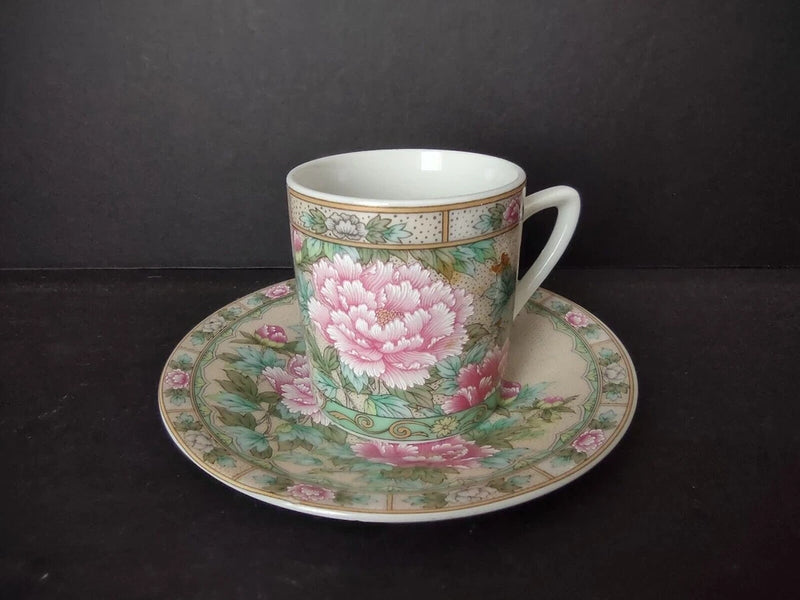 Vintage Demitasse Cup Lefton Pink Peony Flower (lot 522) Peony