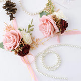 NEW IN BOX LEARISO DUSY ROSE SILK FLOWER Corsage and Boutonniere Set Roses