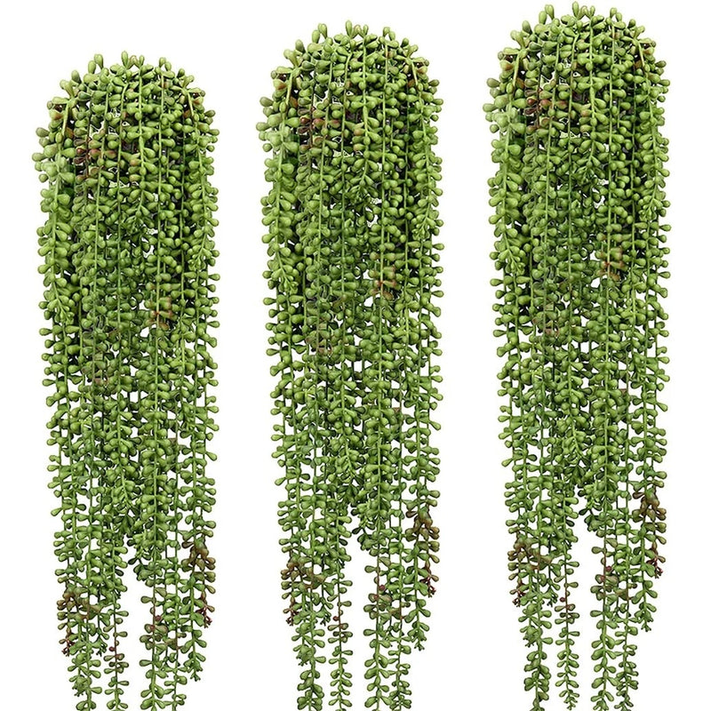3 Pcs String of Pearls Plant Artificial Hanging Succulents Plants for Home Ga... Green Plant