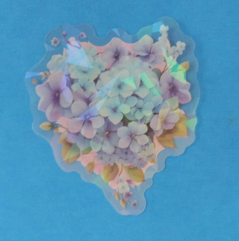Purple & Blue Hydrangea Flower Transparent Sticker 2.18" x 1.78" (AM) Hydrangea