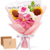 Pink Crochet Flower Bouquet Crochet Sunflowers Handmade Knitted Flower Bouque... Sunflower