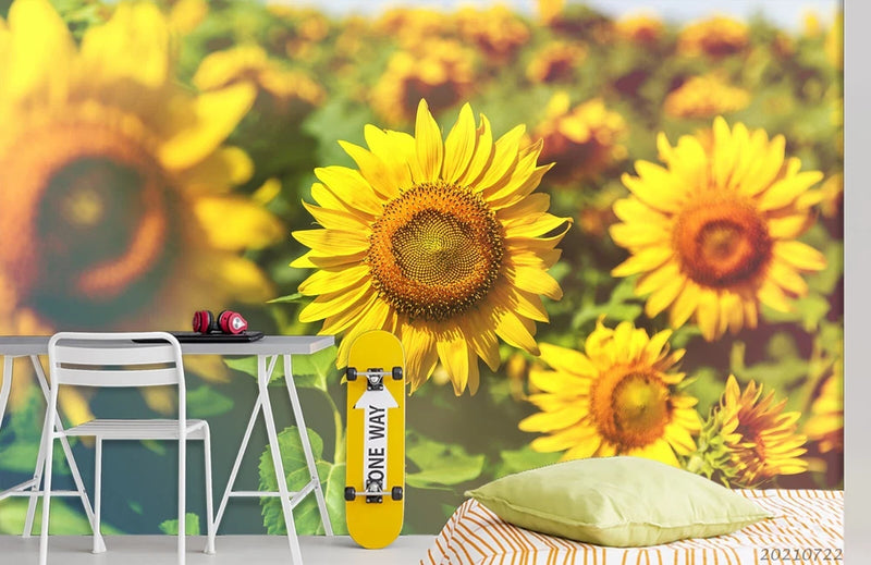 3D Yellow Sunflower Flower Wall Murals Wallpaper Murals Wall Sticker 127 Sunflower
