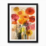Ranunculus Flower Illustration 3 Ar Framed Wall Art Poster Canvas Print Picture Ranunculus