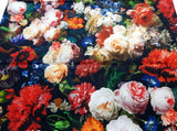 2 Yds Mastery #P4299 Hoffman CA Fabrics 2016 Black w/Multicolor Flowers Cotton Flowering Plants