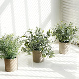 Artificial Plants 3 Potted Mini Fake Plants Artificial Eucalyptus Decorative Green Plant