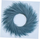 27'' Artificial Pampas Grass Wreath, UV Resistant Faux Pampas Wreath for Blue Pampas Grass