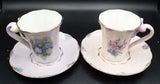 2 Bradford Cups & Saucers Coral Blossom & Amethyst Hydrangea MINT! Hydrangea
