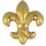 Gold plated fleur-de-lis lapel pin with detailed lily motif