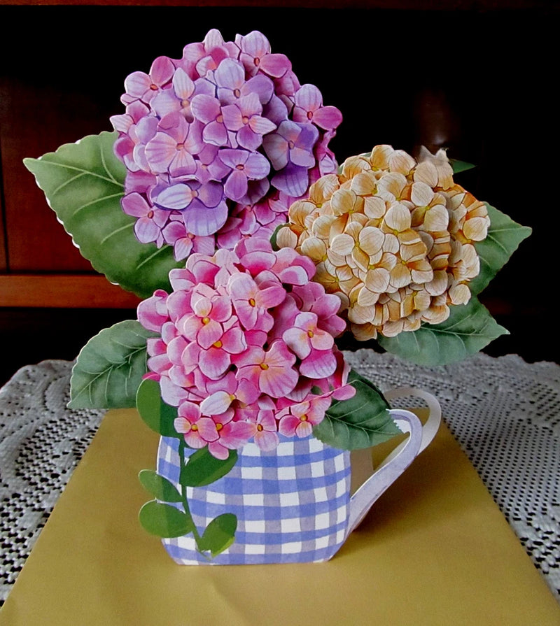 3D Pop Up Mother's Day or Any Occ. Card, Env., & Seal - Hydrangeas in Coffee Mug Hydrangea