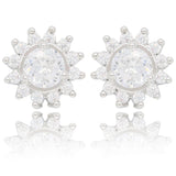 Sunflower Rhinestone Flower Shape Glitter Crystal Small Stud Earrings for Women, Sunflower