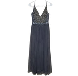 BHLDN Anthropologie Avery Beaded Tulle Maxi Dress Gown in Hydrangea Size 0 Hydrangea