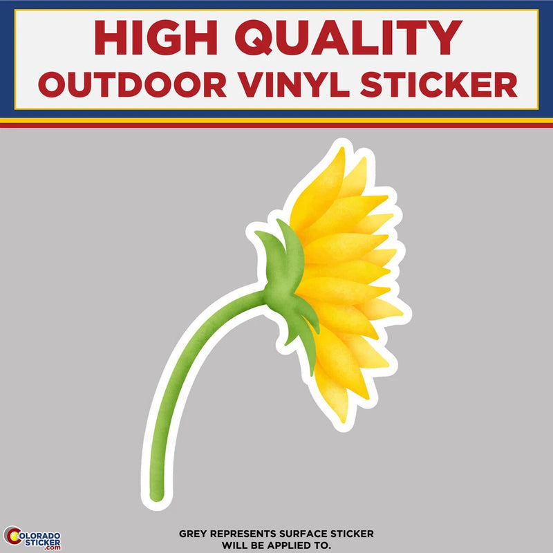 Sunflower outdoor vinyl sticker with yellow bloom and green stem