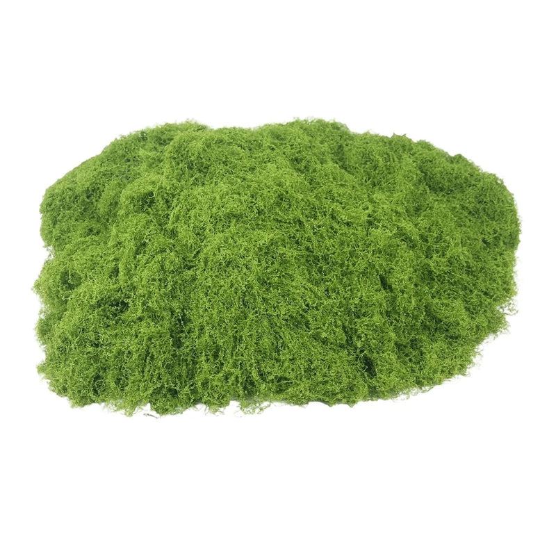 Artificial faux moss lichen patch, dense bright green oval mat for outdoor decor