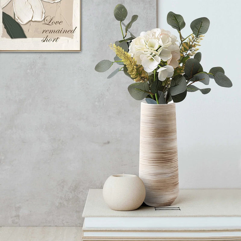 9 Inch White Ceramic Flower Vase for Lego Flower Bouquet|Small Pampas Grass V... Pampas Grass