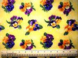 Robert Kaufman So Brightly Pansies yellow flower By the 1/4 yard cotton fabric Flowering Plants