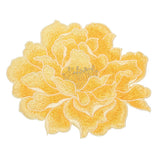 5.7" Peony Flower Embroidered Patch Appliques for Clothes, Yellow Peony