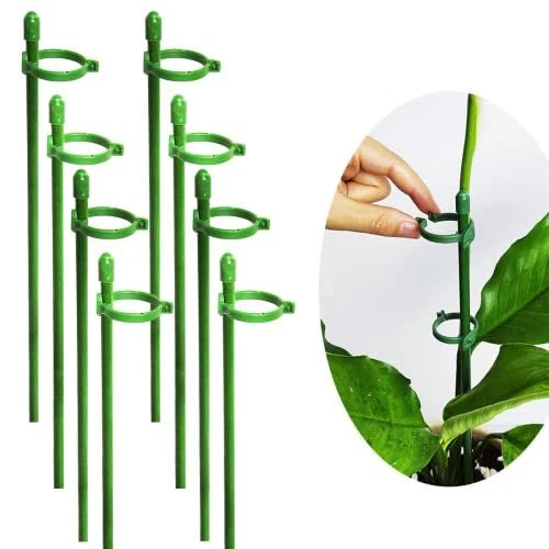 8 Pack Small Plant Support Plant Stakes, Adjustable Garden Single 11.8 Inch Garden Plants