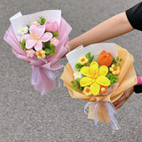 Floral Arrangement Peony Flower Bouquet Birthday Present Knitted Peony Design Peony
