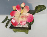Natural Stone Flower Arrangement, Jade And Quartz Lotus/Peony Peony