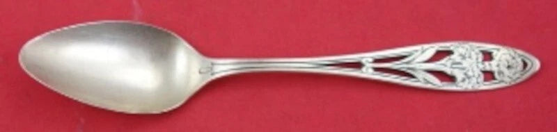 Sterling silver teaspoon with ornate floral carnation handle engraving