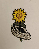 Skeleton Hand with Sunflower Embroidered Patch Sunflower