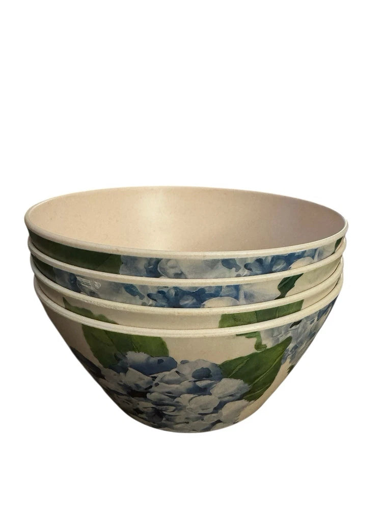 Anthropologie Patina Vie Hydrangea 4 Bowl Set Blue Green EUC Grand Millennial Hydrangea
