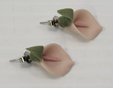 *B) Pink Lily Flower Floral Costume Jewelry Earrings Lily