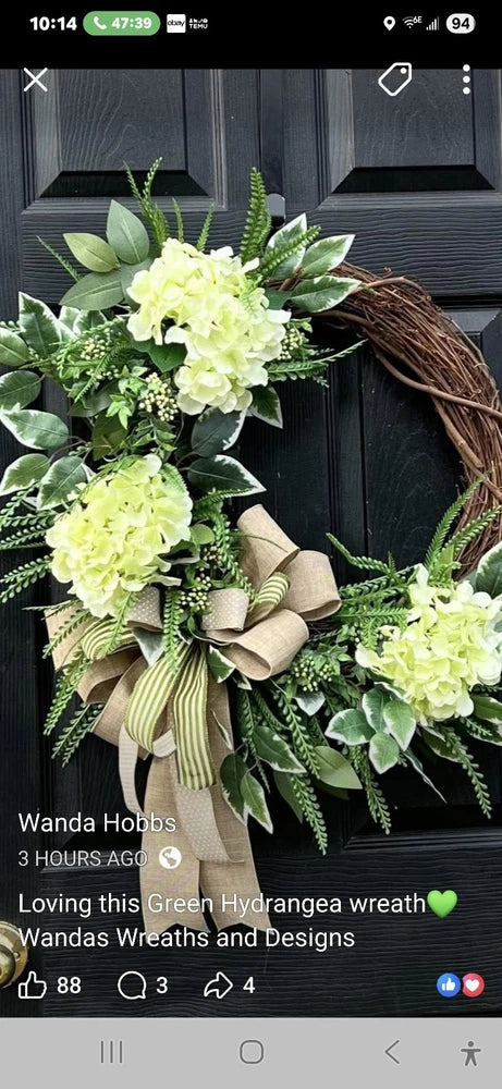 Beautiful Green Hydrangea Wreath Hydrangea