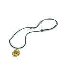 Flower Choker Sunflower Necklace on Leather Adjustable Cord Gold Coloured Sunflower