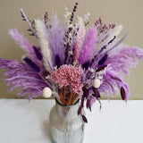 Dried Pampas Grass Bouquet 17" Purple White Natural Bohemian Wedding Decor Pampas Grass